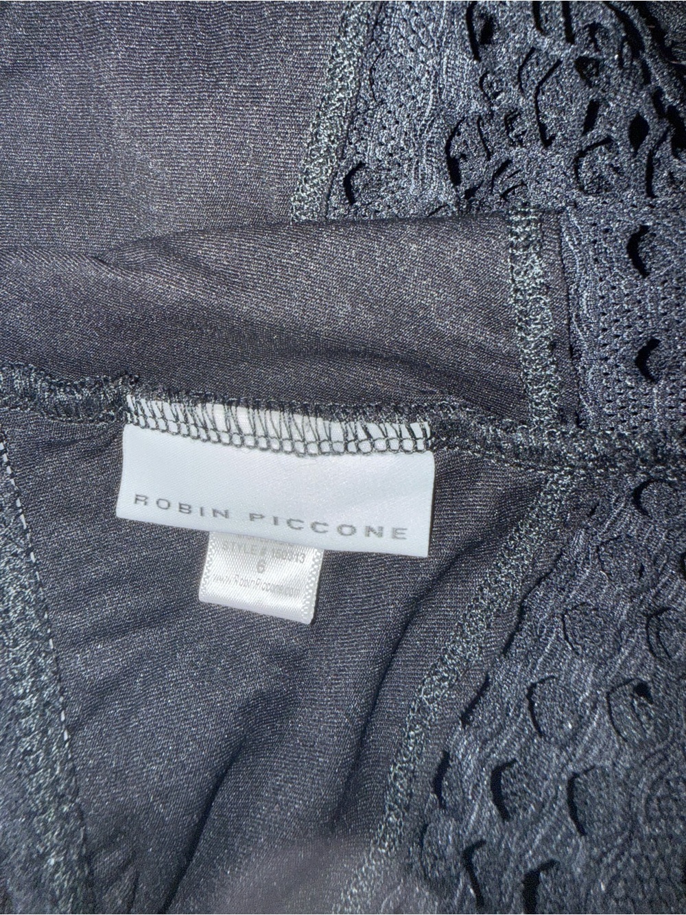 Robin Piccone Black Crochet One-Piece Swimsuit - Picture 7 of 8